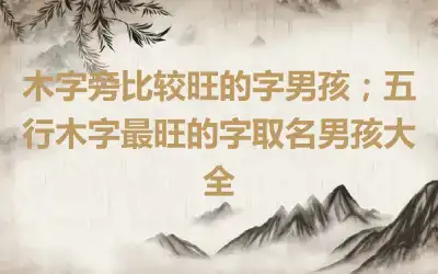 木字旁比较旺的字男孩；五行木字最旺的字取名男孩大全