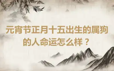元宵节正月十五出生的属狗的人命运怎么样？