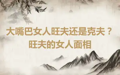 大嘴巴女人旺夫还是克夫？旺夫的女人面相