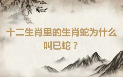 十二生肖里的生肖蛇为什么叫巳蛇？