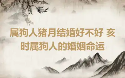 属狗人猪月结婚好不好 亥时属狗人的婚姻命运