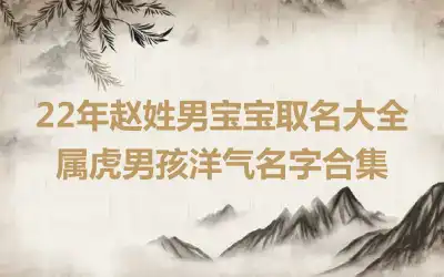 22年赵姓男宝宝取名大全 属虎男孩洋气名字合集
