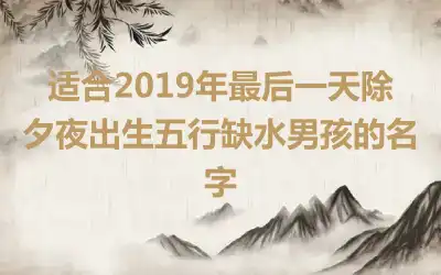 适合2019年最后一天除夕夜出生五行缺水男孩的名字