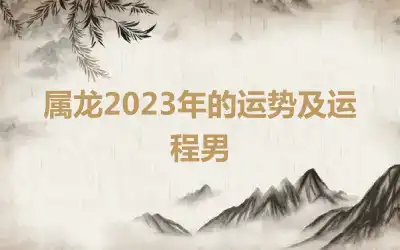 属龙2023年的运势及运程男