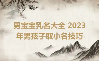 男宝宝乳名大全 2023年男孩子取小名技巧