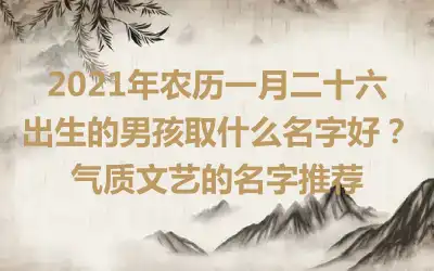 2021年农历一月二十六出生的男孩取什么名字好?气质文艺的名字推荐