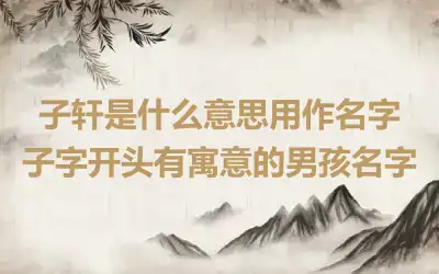 子轩是什么意思用作名字 子字开头有寓意的男孩名字