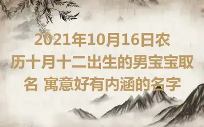 2021年10月16日农历十月十二出生的男宝宝取名 寓意好有内涵的名字