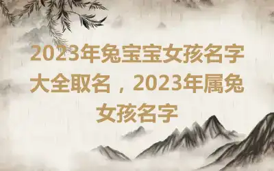 2023年兔宝宝女孩名字大全取名，2023年属兔女孩名字