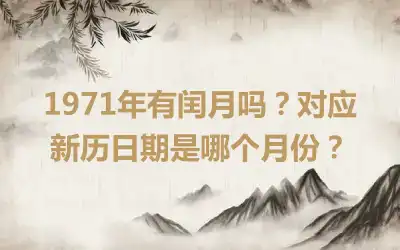 1971年有闰月吗？对应新历日期是哪个月份？