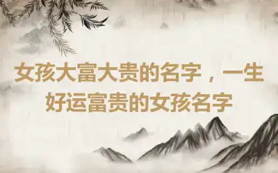 女孩大富大贵的名字，一生好运富贵的女孩名字
