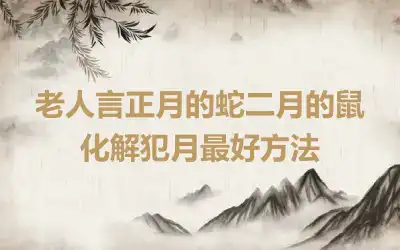 老人言正月的蛇二月的鼠 化解犯月最好方法