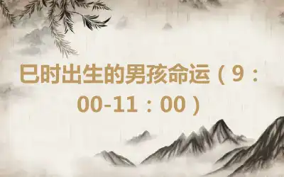 巳时出生的男孩命运（9：00-11：00）