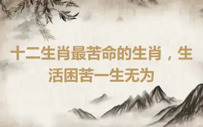 十二生肖最苦命的生肖，生活困苦一生无为