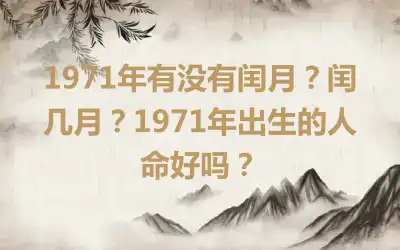 1971年有没有闰月？闰几月？1971年出生的人命好吗？