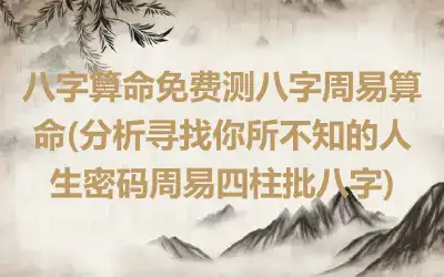 八字算命免费测八字周易算命(分析寻找你所不知的人生密码周易四柱批八字)