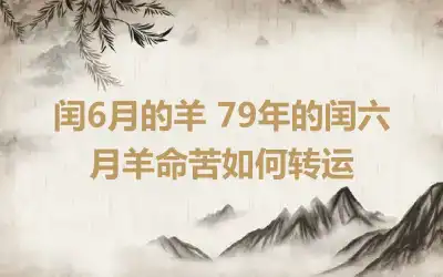 闰6月的羊 79年的闰六月羊命苦如何转运
