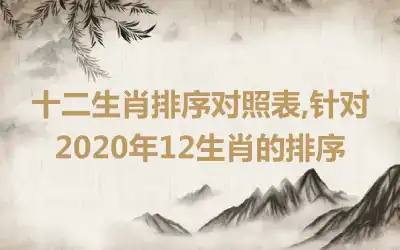 十二生肖排序对照表,针对2020年12生肖的排序