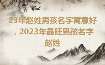 23年赵姓男孩名字寓意好，2023年最旺男孩名字赵姓