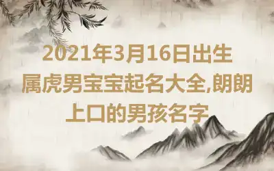 2021年3月16日出生属虎男宝宝起名大全,朗朗上口的男孩名字