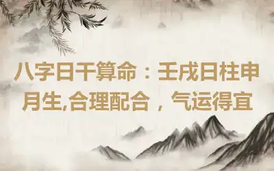 八字日干算命：壬戌日柱申月生,合理配合，气运得宜