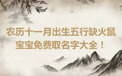 农历十一月出生五行缺火鼠宝宝免费取名字大全！
