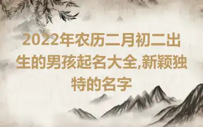 2022年农历二月初二出生的男孩起名大全,新颖独特的名字