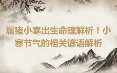 属猪小寒出生命理解析！小寒节气的相关谚语解析