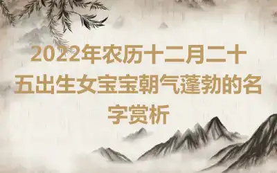 2022年农历十二月二十五出生女宝宝朝气蓬勃的名字赏析