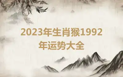 2023年生肖猴1992年运势大全