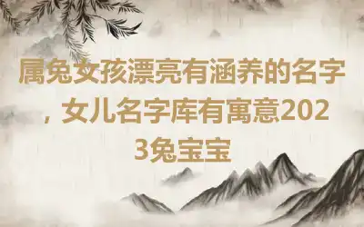 属兔女孩漂亮有涵养的名字，女儿名字库有寓意2023兔宝宝