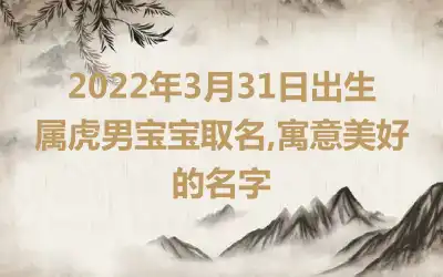 2022年3月31日出生属虎男宝宝取名,寓意美好的名字