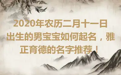 2020年农历二月十一日出生的男宝宝如何起名，雅正育德的名字推荐！
