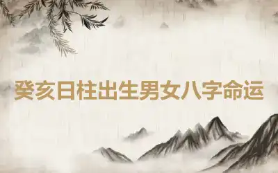 癸亥日柱出生男女八字命运