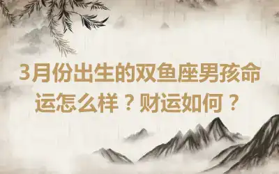 3月份出生的双鱼座男孩命运怎么样？财运如何？