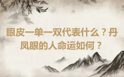 眼皮一单一双代表什么？丹凤眼的人命运如何？