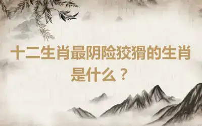 十二生肖最阴险狡猾的生肖是什么？
