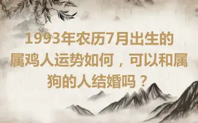 1993年农历7月出生的属鸡人运势如何，可以和属狗的人结婚吗？