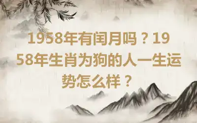1958年有闰月吗？1958年生肖为狗的人一生运势怎么样？