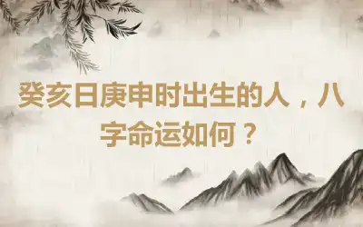 癸亥日庚申时出生的人，八字命运如何？