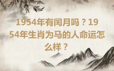 1954年有闰月吗？1954年生肖为马的人命运怎么样？