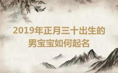 2019年正月三十出生的男宝宝如何起名