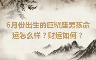 6月份出生的巨蟹座男孩命运怎么样？财运如何？