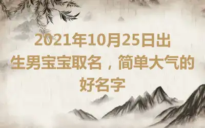 2021年10月25日出生男宝宝取名，简单大气的好名字