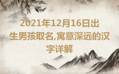 2021年12月16日出生男孩取名,寓意深远的汉字详解