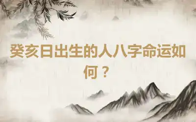癸亥日出生的人八字命运如何？