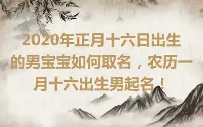2020年正月十六日出生的男宝宝如何取名,农历一月十六出生男起名!