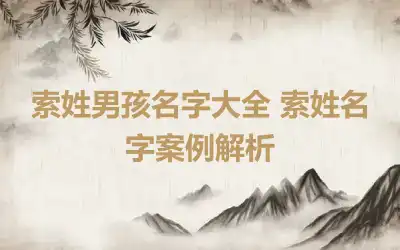 索姓男孩名字大全 索姓名字案例解析
