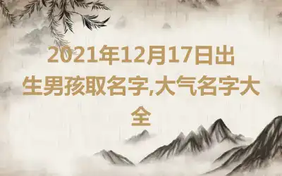 2021年12月17日出生男孩取名字,大气名字大全