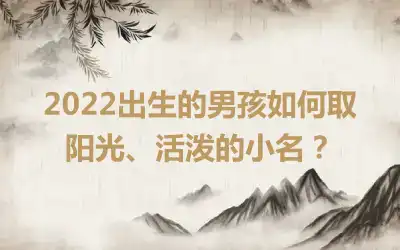 2022出生的男孩如何取阳光、活泼的小名？